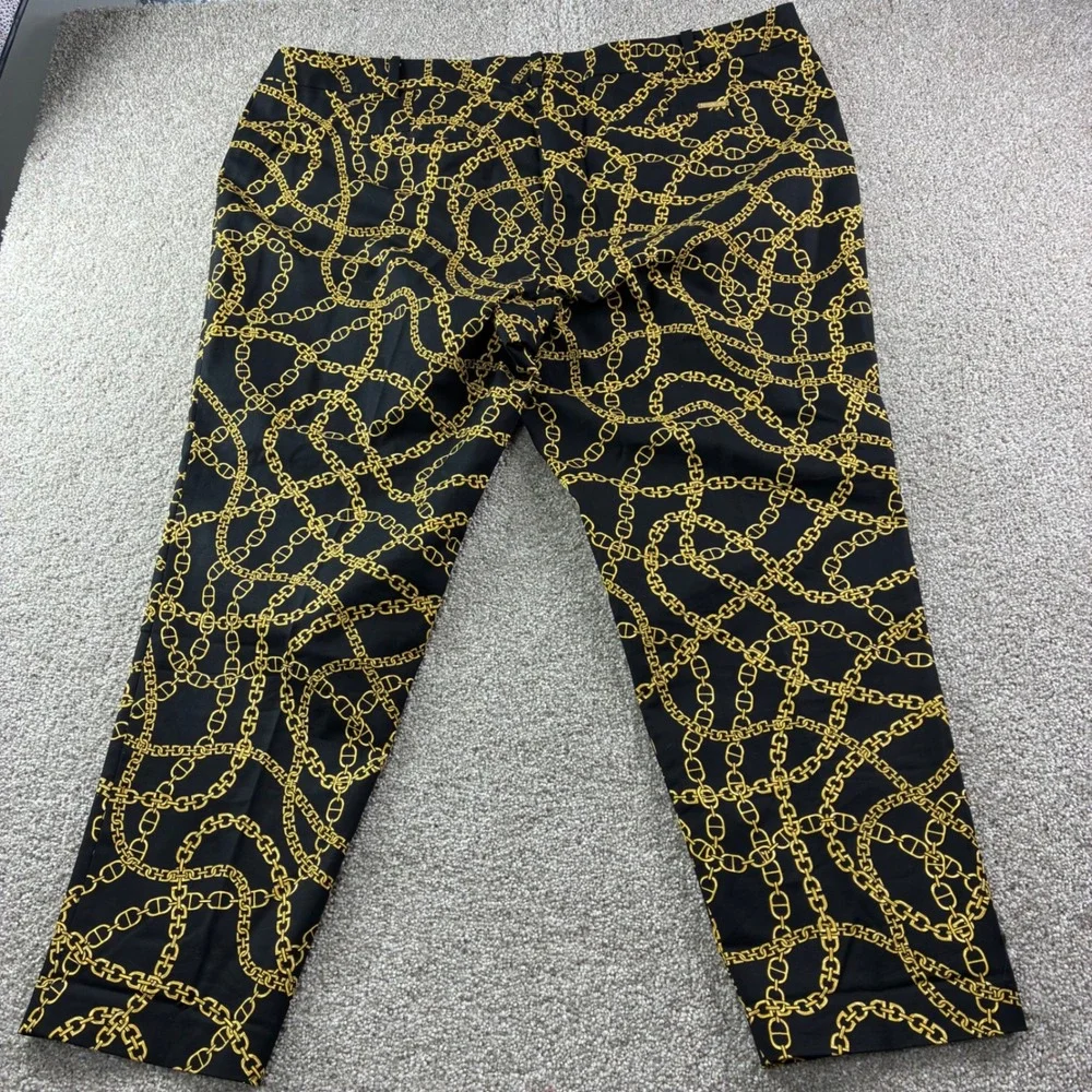 Michael Kors Womens 24W Black Gold Keegan Chain Print Miranda Slack Trouser Chic